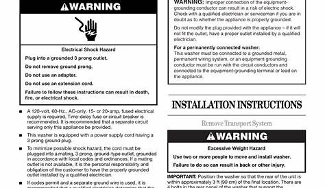 Installation instructions, Warning, Electrical requirements | Whirlpool