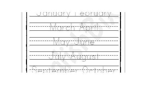 months of the year tracing worksheet