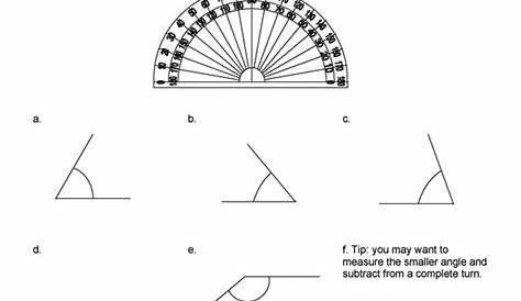 measuring angles using a protractor worksheet