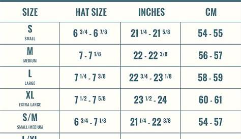 hat size chart women's