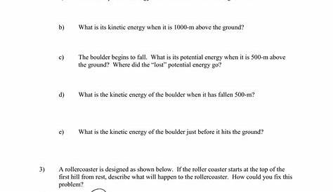 physical science worksheet conservation of energy 2