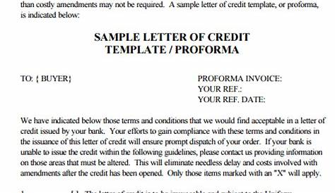 10+ Sample Letter Of Credit - Writing Letters Formats & Examples