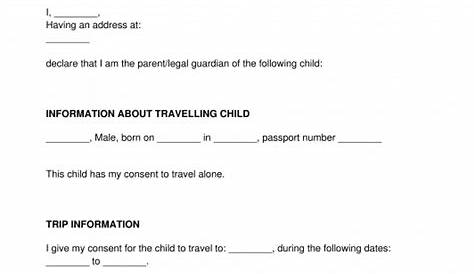 sample letter of consent to travel with one parent pdf