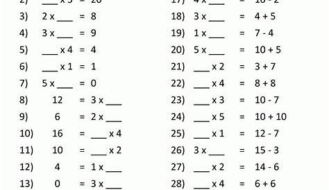 multiplication facts worksheet 4th grade