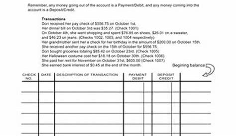 how to balance a checkbook worksheets