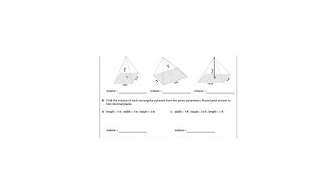 Volume of a Rectangular Pyramid Worksheets