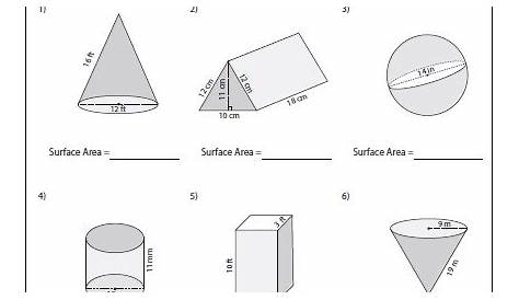 volume and surface area worksheets grade 7
