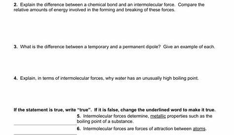 intramolecular and intermolecular forces worksheets answers