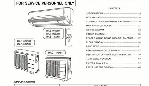Hitachi Air Conditioner Service Manual Model RAS-07GH4