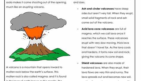 Worksheet - Lava & Types Of Volcanoes | Printable Volcano Worksheets