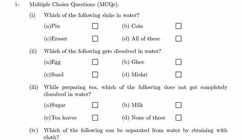 grade 5 experiments with water worksheet