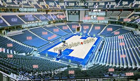 FedExForum seat & row numbers detailed seating chart, Memphis