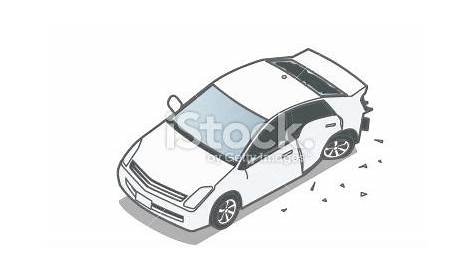 Illustration of a damaged car after an accident in isometric view. No