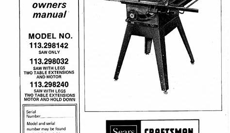 Craftsman Craftsman 10 Inch Table Saw OWNER MANUAL | Electrical