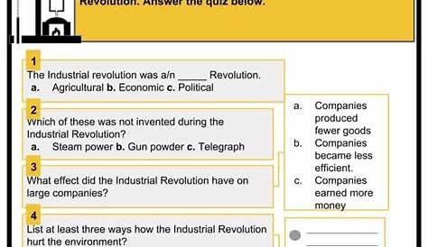 inventions of the industrial revolution worksheets