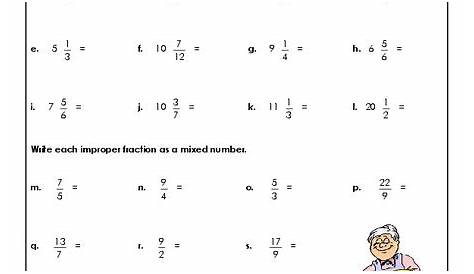 Improper Fractions & Mixed Numbers Worksheet for 3rd - 6th Grade