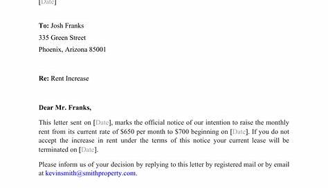 sample rent increase letter