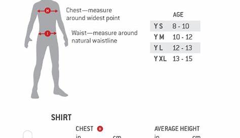 youth short size chart