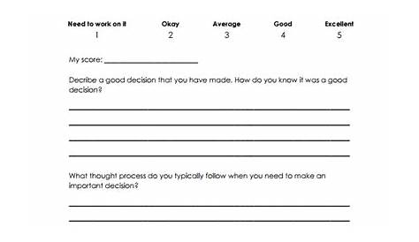 making good decisions worksheet