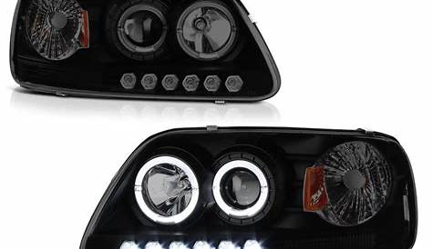 [For 1997-2003 Ford F-150 Pickup Truck] LED Halo Ring Smoke Projector Headlight Headlamp