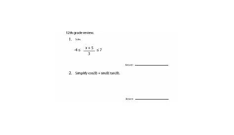 12th Grade Math Worksheets | Worksheets Worksheets