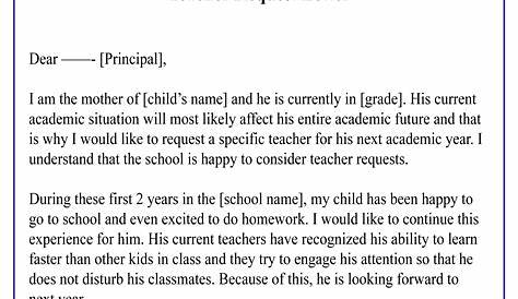 teacher request letter sample