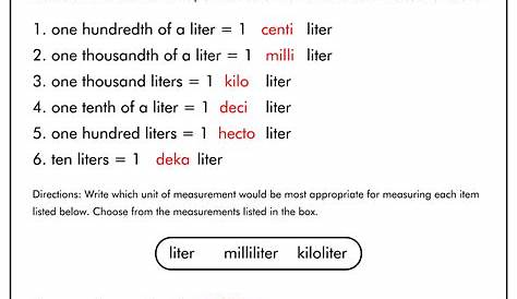 metric worksheet answer key