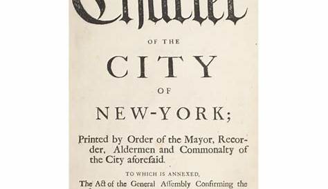 [NEW YORK - MONTGOMERIE CHARTER] The Charter of the City of New-York