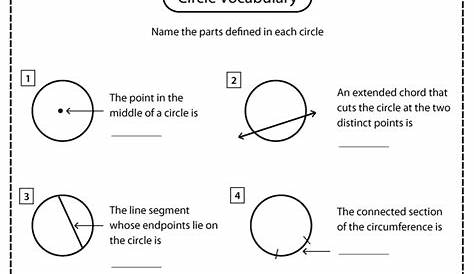 parts of a circle geometry worksheets