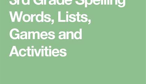 3rd Grade Spelling Words, Lists, Games and Activities | Math