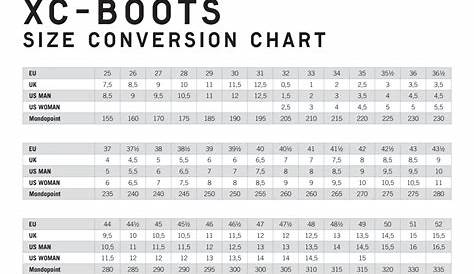 XC – BOOTS (SIZE CONVERSION CHART) by Fischer Sports GmbH - Issuu