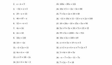linear equation in one variable worksheet