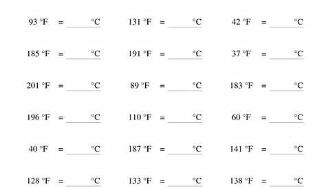 temperature conversion worksheets with answers