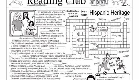 hispanic heritage reading comprehension worksheets