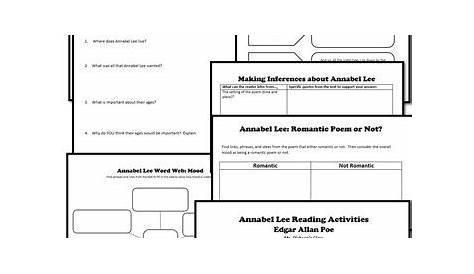 Annabel Lee Activity Bundle (E.A. Poe) PDF by msdickson | TpT