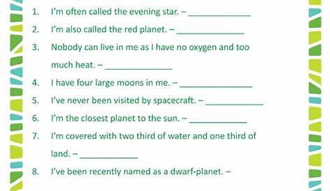 Who am I – 3rd Grade Printable Science Worksheet