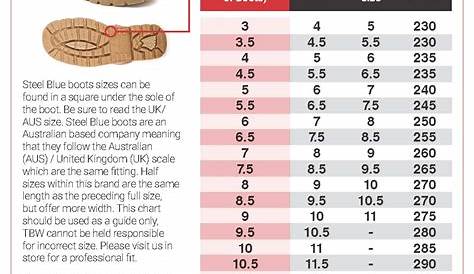 Boot Size Chart - Gallery Of Chart 2019