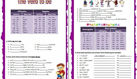 verb to be chart pdf