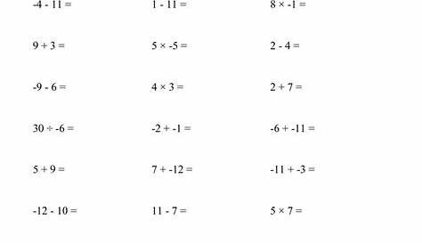 adding integers worksheet with answers