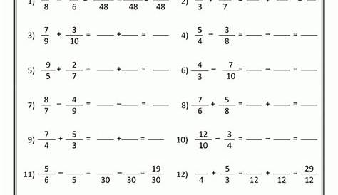 Fraction Addition And Subtraction Worksheets | 99Worksheets