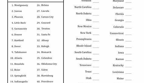 50 States And Capitals Worksheet | Images and Photos finder