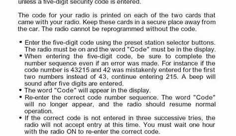 radio code for 2001 honda accord