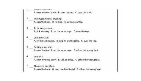 Solve the Idioms Worksheets