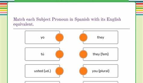 subject pronouns worksheets spanish