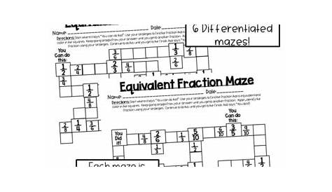 Equivalent Fraction Mazes (3rd-4th) by Fantastically Fourth Grade