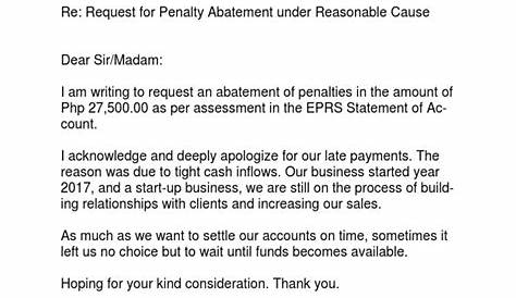 Letter For Abatement of Penalty - Word