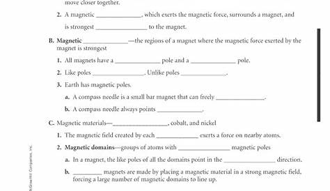 science on magnetic forces worksheet