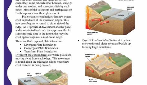 the theory of plate tectonics worksheets answer key