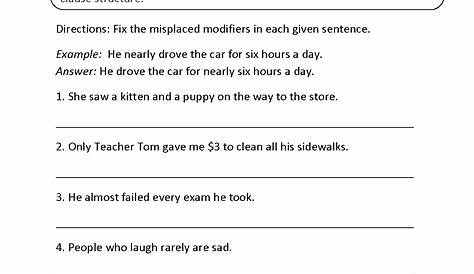 misplaced modifiers worksheet 8th grade
