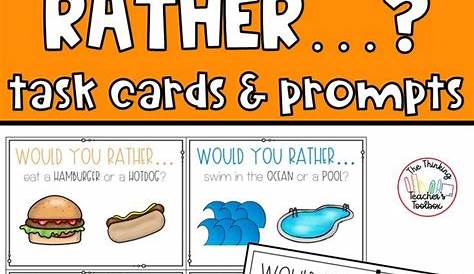 These "would you rather" task cards and prompts are perfect for your